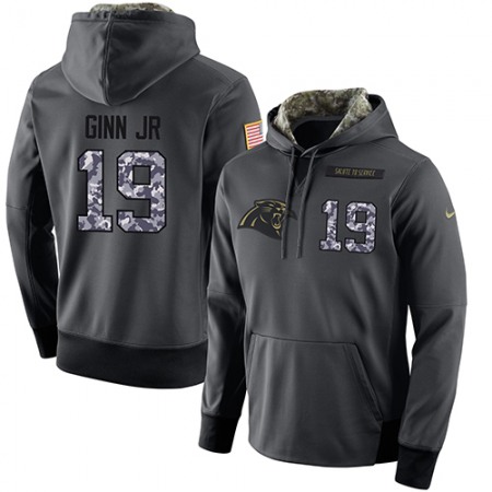 NFL Men's Carolina Panthers #19 Ted Ginn Jr Stitched Black Anthracite Salute to Service Player Performance Hoodie