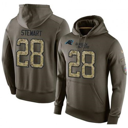 NFL Men's Carolina Panthers #28 Jonathan Stewart Stitched Green Olive Salute To Service KO Performance Hoodie