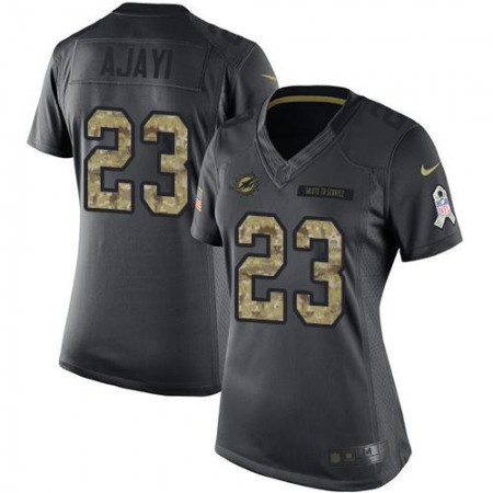 Dolphins #23 Jay Ajayi Black Women's Stitched NFL Limited 2016 Salute to Service Jersey