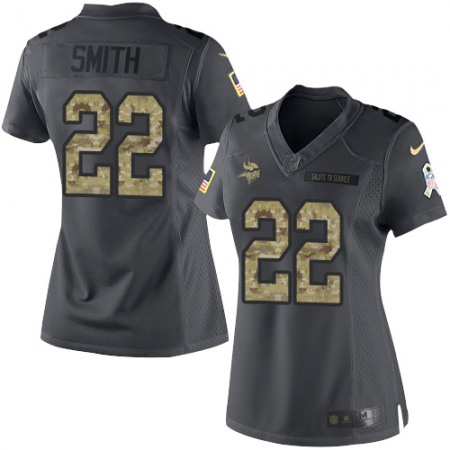 Vikings #22 Harrison Smith Black Women's Stitched NFL Limited 2016 Salute To Service Jersey