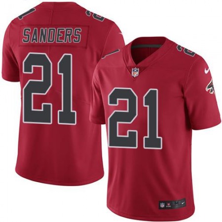 Falcons #21 Deion Sanders Red Men's Stitched NFL Limited Rush Jersey