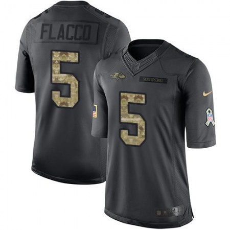 Ravens #5 Joe Flacco Black Men's Stitched NFL Limited 2016 Salute to Service Jersey