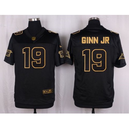 Panthers #19 Ted Ginn Jr Black Men's Stitched NFL Elite Pro Line Gold Collection Jersey