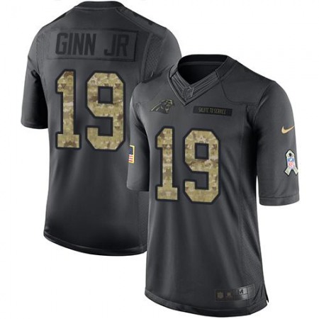 Panthers #19 Ted Ginn Jr Black Men's Stitched NFL Limited 2016 Salute to Service Jersey