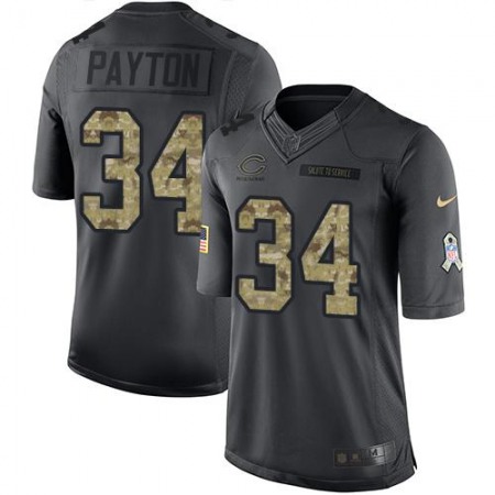 Bears #34 Walter Payton Black Men's Stitched NFL Limited 2016 Salute to Service Jersey