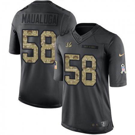 Bengals #58 Rey Maualuga Black Men's Stitched NFL Limited 2016 Salute to Service Jersey