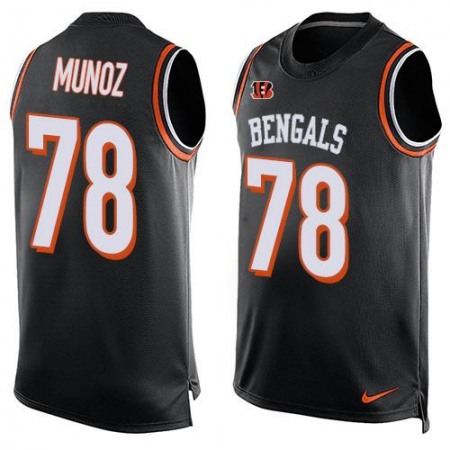 Bengals #78 Anthony Munoz Black Team Color Men's Stitched NFL Limited Tank Top Jersey