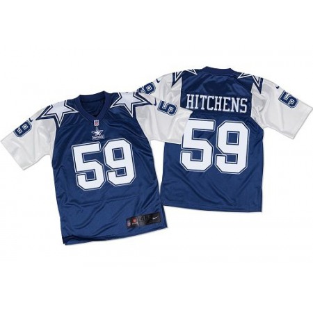 Cowboys #59 Anthony Hitchens Navy Blue/White Throwback Men's Stitched NFL Elite Jersey