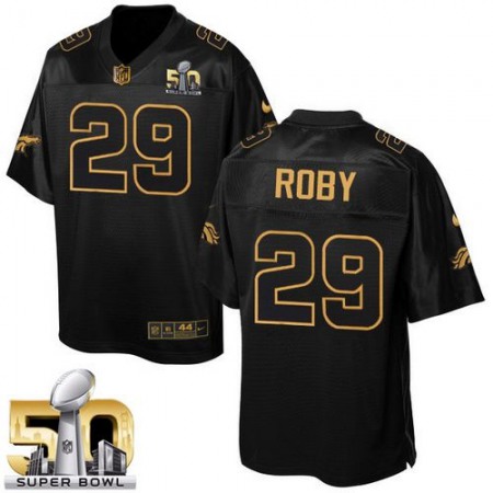 Broncos #29 Bradley Roby Black Super Bowl 50 Men's Stitched NFL Elite Pro Line Gold Collection Jersey