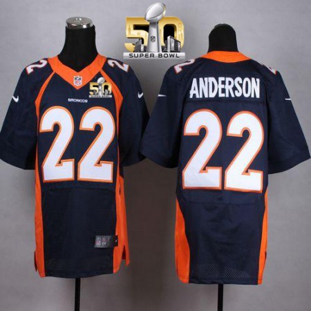 Broncos #22 C.J. Anderson Navy Blue Alternate Super Bowl 50 Men's Stitched NFL New Elite Jersey