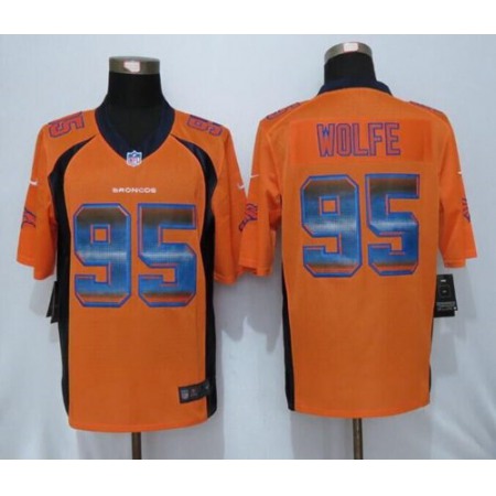 Broncos #95 Derek Wolfe Orange Team Color Men's Stitched NFL Limited Strobe Jersey