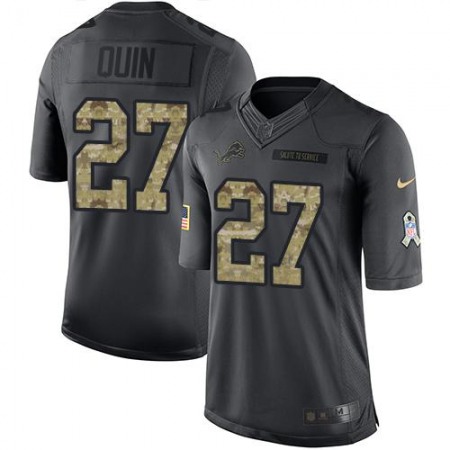 Lions #27 Glover Quin Black Men's Stitched NFL Limited 2016 Salute To Service Jersey