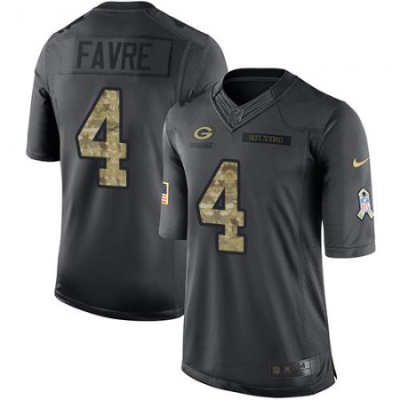 Packers #4 Brett Favre Black Men's Stitched NFL Limited 2016 Salute To Service Jersey