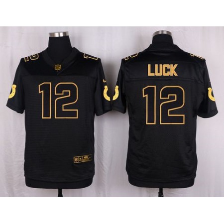 Colts #12 Andrew Luck Black Men's Stitched NFL Elite Pro Line Gold Collection Jersey