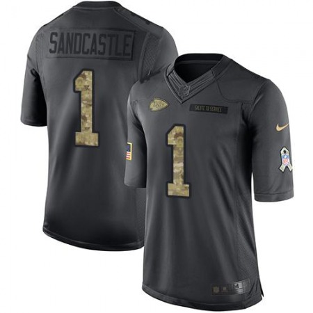 Chiefs #1 Leon Sandcastle Black Men's Stitched NFL Limited 2016 Salute to Service Jersey