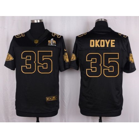Chiefs #35 Christian Okoye Black Men's Stitched NFL Elite Pro Line Gold Collection Jersey