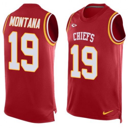 Chiefs #19 Joe Montana Red Team Color Men's Stitched NFL Limited Tank Top Jersey