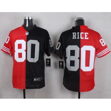 Raiders #80 Jerry Rice Red/Black Two Tone San Francisco 49ers Men's Stitched NFL Jersey