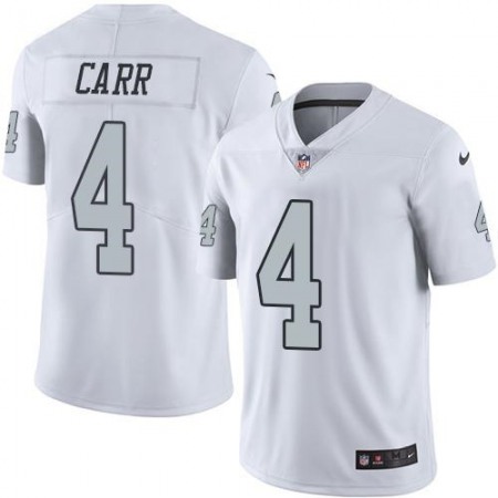 Raiders #4 Derek Carr White Men's Stitched NFL Limited Rush Jersey