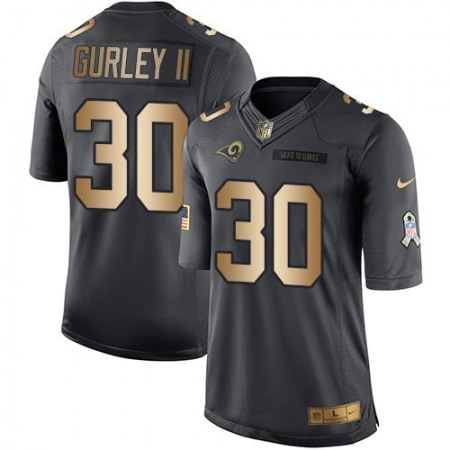 Rams #30 Todd Gurley II Black Men's Stitched NFL Limited Gold Salute To Service Jersey