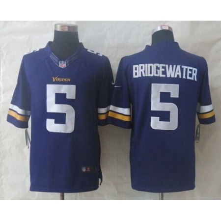 Vikings #5 Teddy Bridgewater Purple Team Color Men's Stitched NFL Limited Jersey