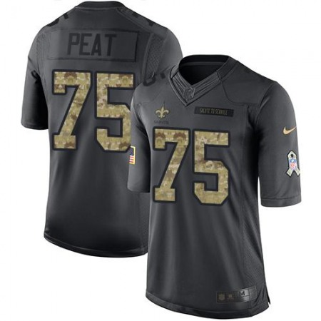Saints #75 Andrus Peat Black Men's Stitched NFL Limited 2016 Salute To Service Jersey
