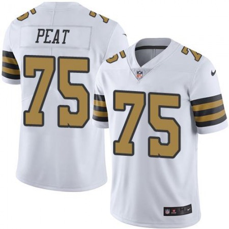 Saints #75 Andrus Peat White Men's Stitched NFL Limited Rush Jersey