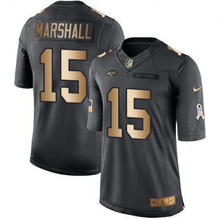 Jets #15 Brandon Marshall Black Men's Stitched NFL Limited Gold Salute To Service Jersey