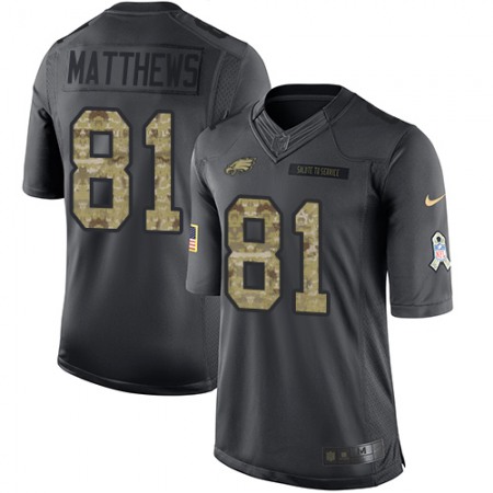 Eagles #81 Jordan Matthews Black Men's Stitched NFL Limited 2016 Salute To Service Jersey