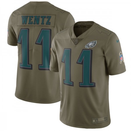 Men's Philadelphia Eagles #11 Carson Wentz Olive Salute To Service Limited Stitched NFL Jersey