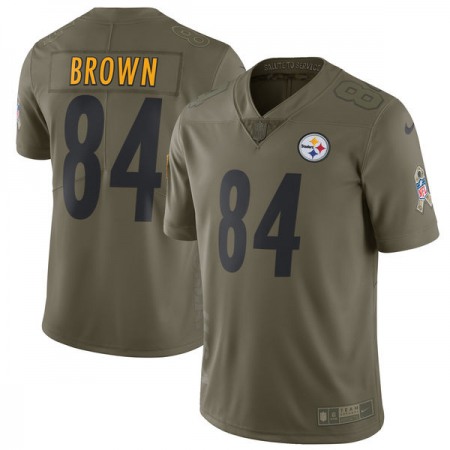 Men's Pittsburgh Steelers #84 Antonio Brown Olive Salute To Service Limited Stitched NFL Jersey