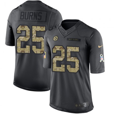 Steelers #25 Artie Burns Black Men's Stitched NFL Limited 2016 Salute to Service Jersey