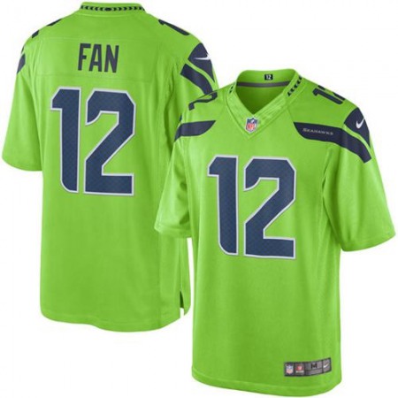 Seahawks #12 Fan Green Men's Stitched NFL Limited Rush Jersey