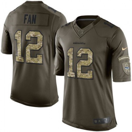 Seahawks #12 Fan Green Men's Stitched NFL Limited Salute to Service Jersey