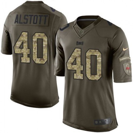 Buccaneers #40 Mike Alstott Green Men's Stitched NFL Limited Salute to Service Jersey