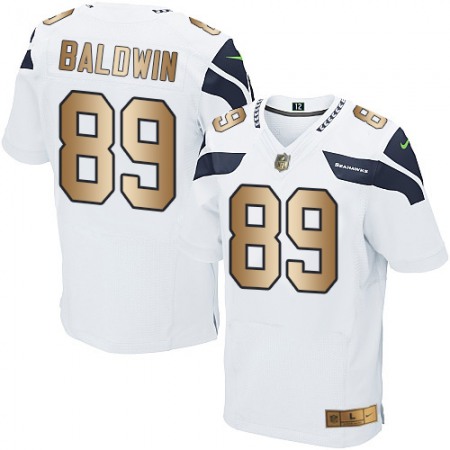 Seahawks #89 Doug Baldwin White Men's Stitched NFL Elite Gold Jersey