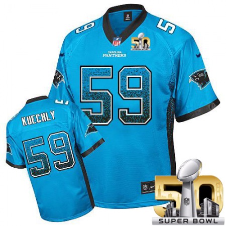 Panthers #59 Luke Kuechly Blue Alternate Super Bowl 50 Youth Stitched NFL Elite Drift Fashion Jersey