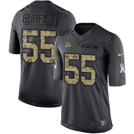 Bengals #55 Vontaze Burfict Black Youth Stitched NFL Limited 2016 Salute to Service Jersey