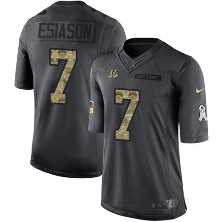 Bengals #7 Boomer Esiason Black Youth Stitched NFL Limited 2016 Salute to Service Jersey