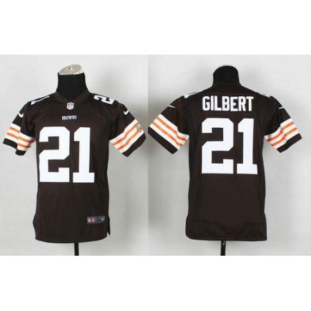Browns #21 Justin Gilbert Brown Team Color Youth Stitched NFL Elite Jersey