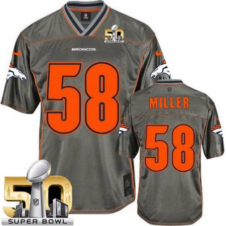 Broncos #58 Von Miller Grey Super Bowl 50 Youth Stitched NFL Elite Vapor Jersey