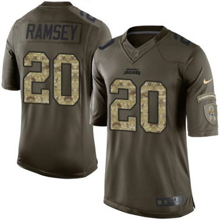 Jaguars #20 Jalen Ramsey Green Youth Stitched NFL Limited Salute to Service Jersey