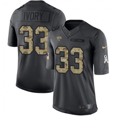 Jaguars #33 Chris Ivory Black Youth Stitched NFL Limited 2016 Salute to Service Jersey