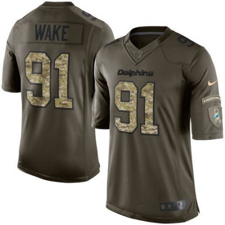 Dolphins #91 Cameron Wake Green Youth Stitched NFL Limited Salute to Service Jersey