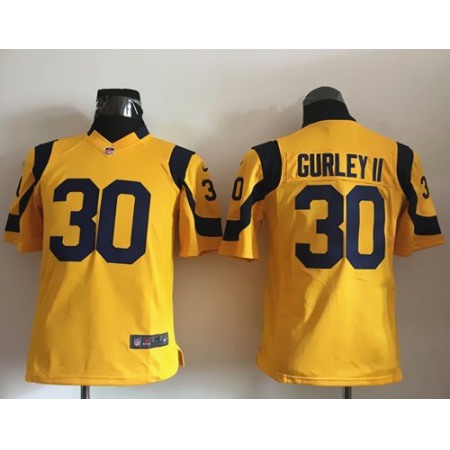 Rams #30 Todd Gurley II Gold Youth Stitched NFL Elite Rush Jersey