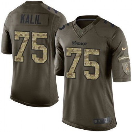 Vikings #75 Matt Kalil Green Youth Stitched NFL Limited Salute to Service Jersey