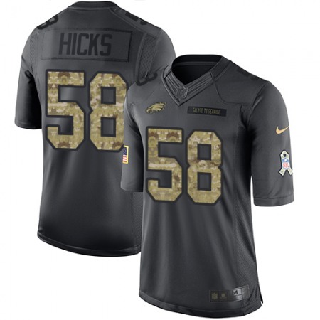 Eagles #58 Jordan Hicks Black Youth Stitched NFL Limited 2016 Salute to Service Jersey