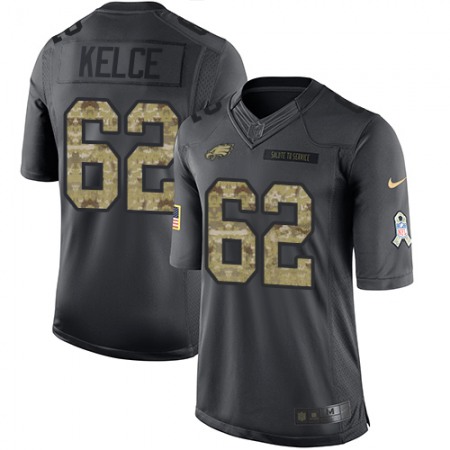 Eagles #62 Jason Kelce Black Youth Stitched NFL Limited 2016 Salute to Service Jersey
