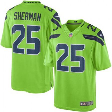 Seahawks #25 Richard Sherman Green Youth Stitched NFL Limited Rush Jersey