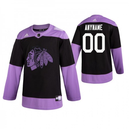 Men's Chicago Blackhawks Black Hockey Fights Cancer Custom Practice NHL Stitched Jersey